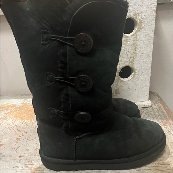 UGG Black Suede Button Boots - Picture 10 of 12